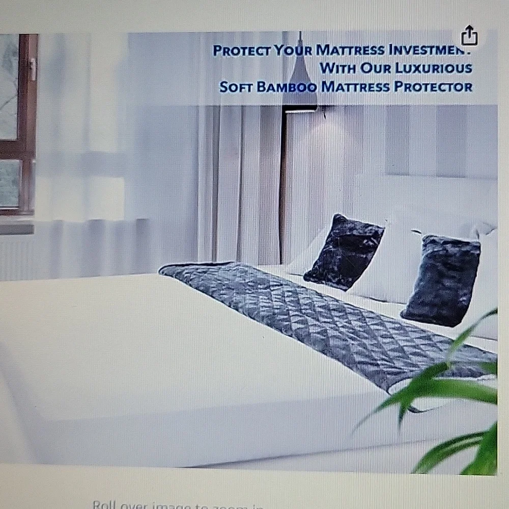 PlushDeluxe Premium Bamboo mattress protector King waterproof no noise white New